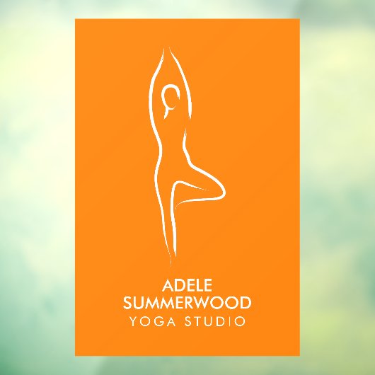 オレンジ色のヨガヴルカサナラインアートシンボル ウィンドウサイン (シート3)