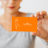 オレンジ色のヨガヴルカサナラインアートシンボル 名刺