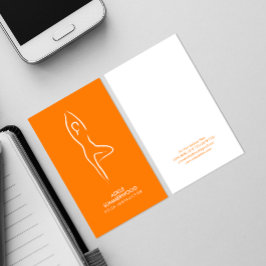 オレンジ色のヨガヴルカサナラインアートシンボル 名刺