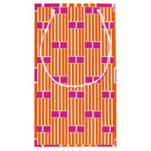 オレンジ色のラインとピンクのボックス スモールペーパーバッグ (裏面)