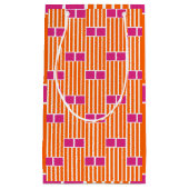 オレンジ色のラインとピンクのボックス スモールペーパーバッグ (正面)