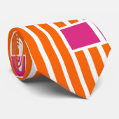 オレンジ色のラインとピンクのボックス ネクタイ (ロール)