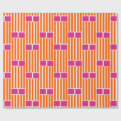 オレンジ色のラインとピンクのボックス ラッピングペーパー (フラット)