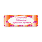 オレンジ色のラインとピンクのボックス ラベル (正面)