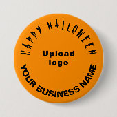 オレンジ色のラウンドでビジネスのハロウィーンの挨拶 缶バッジ (正面)