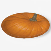 オレンジ色のリアルなハロウィーンカボチャ写真 ペーパープレート (アングル)