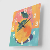 オレンジ色のリゾグラフ スクエア壁時計 (傾斜)