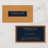 オレンジ色のリネンのテクスチャと青の背景 名刺 (正面/裏面)