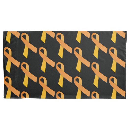 オレンジ色のリボンのタイル模様 枕カバー (正面)