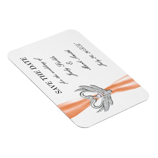 オレンジ色のリボンシルバースワン日付磁石を保存 マグネット (右側)