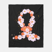 オレンジ色のリボン腎がんの認知度 フリースブランケット (正面)