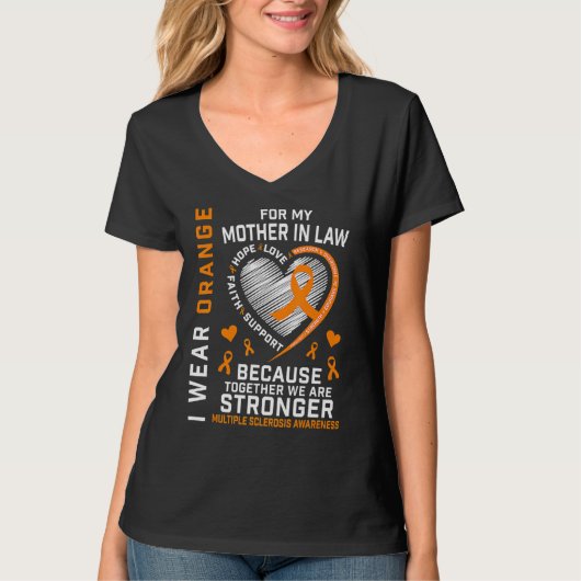 オレンジ色のリボンMs Mother In Law多発性硬化症 Tシャツ (正面)