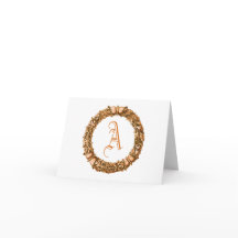 オレンジ色のリースモノグラムのノートカード