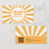 オレンジ色のレトロとQR名刺 名刺 (正面/裏面)