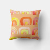 オレンジ色のレトロなレトロなアート クッション (裏面)