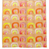 オレンジ色のレトロなレトロなアート シャワーカーテン (正面)