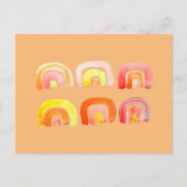 オレンジ色のレトロなレトロなアート ポストカード (正面)