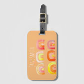 オレンジ色のレトロなレトロなアート ラゲッジタグ (正面縦)