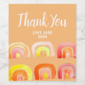 オレンジ色のレトロなレトロなアート ワインラベル (シングルラベル)