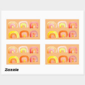 オレンジ色のレトロなレトロなアート 長方形シール (シート)