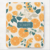 オレンジ色のレトロカラフルパタパーソナライズされたーン マウスパッド (正面)