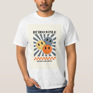 オレンジ色のレトロスタイル Tシャツ