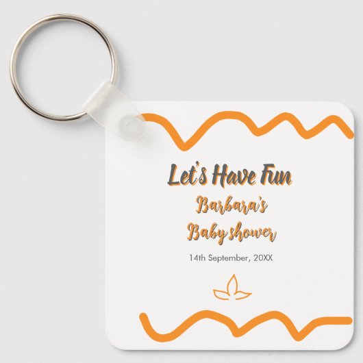 オレンジ色のレトロスペインのな赤ちゃんシャワーモダン キーホルダー (正面)