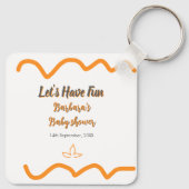 オレンジ色のレトロスペインのな赤ちゃんシャワーモダン キーホルダー (裏面)