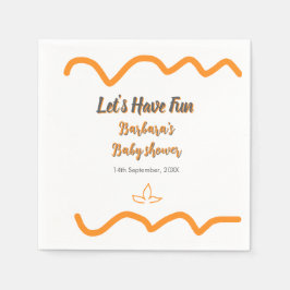オレンジ色のレトロスペインのな赤ちゃんシャワーモダン スタンダードカクテルナプキン