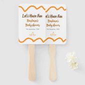 オレンジ色のレトロスペインのな赤ちゃんシャワーモダン ハンドファン (正面&裏面)