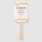 オレンジ色のレトロスペインのな赤ちゃんシャワーモダン ハンドファン (裏面)