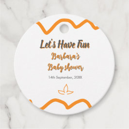 オレンジ色のレトロスペインのな赤ちゃんシャワーモダン フェイバータグ