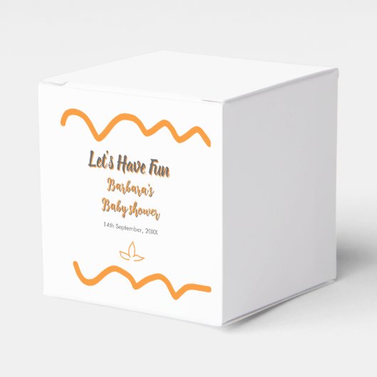 オレンジ色のレトロスペインのな赤ちゃんシャワーモダン フェイバーボックス (正面サイド)
