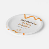 オレンジ色のレトロスペインのな赤ちゃんシャワーモダン ペーパープレート (アングル)