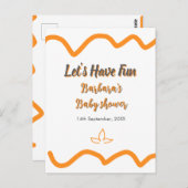 オレンジ色のレトロスペインのな赤ちゃんシャワーモダン ポストカード (正面/裏面)