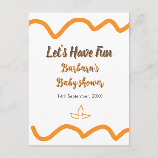 オレンジ色のレトロスペインのな赤ちゃんシャワーモダン ポストカード (正面)
