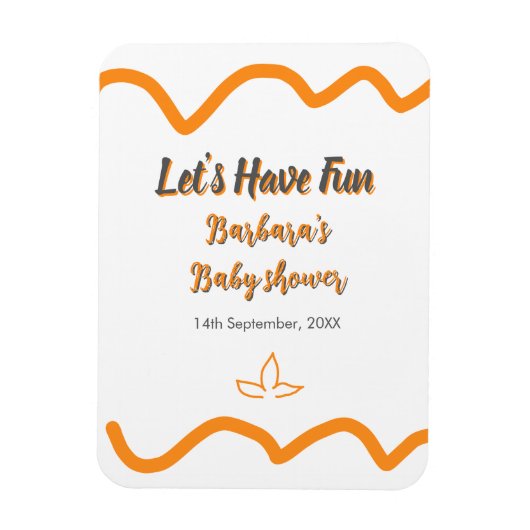 オレンジ色のレトロスペインのな赤ちゃんシャワーモダン マグネット (縦)