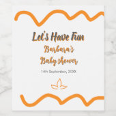 オレンジ色のレトロスペインのな赤ちゃんシャワーモダン ワインラベル (シングルラベル)