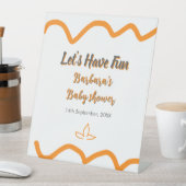 オレンジ色のレトロスペインのな赤ちゃんシャワーモダン 台座サイン (インサイチュ)