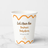 オレンジ色のレトロスペインのな赤ちゃんシャワーモダン 紙コップ (裏面)