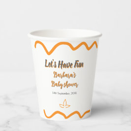オレンジ色のレトロスペインのな赤ちゃんシャワーモダン 紙コップ