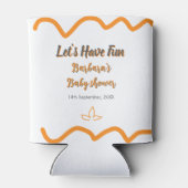 オレンジ色のレトロスペインのな赤ちゃんシャワーモダン 缶クーラー (裏面)