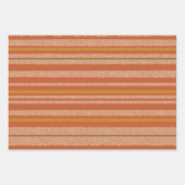 オレンジ色のレトロメッシュストライプの ラッピングペーパーシート (正面3)