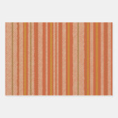 オレンジ色のレトロメッシュストライプの ラッピングペーパーシート (正面2)
