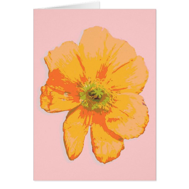 オレンジ色のレトロ/ポップアートフラワー (正面)