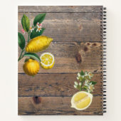 オレンジ色のレモンと木のキッチン道具 ファミリーレシピ ノートブック (裏面)