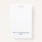 オレンジ色のロゴとバーコードビジターの追加 バッジ (裏面)