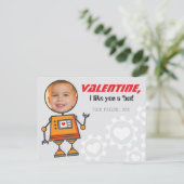 オレンジ色のロボットValentines Day Kids Photo Classroom シーズンカード (スタンド正面)