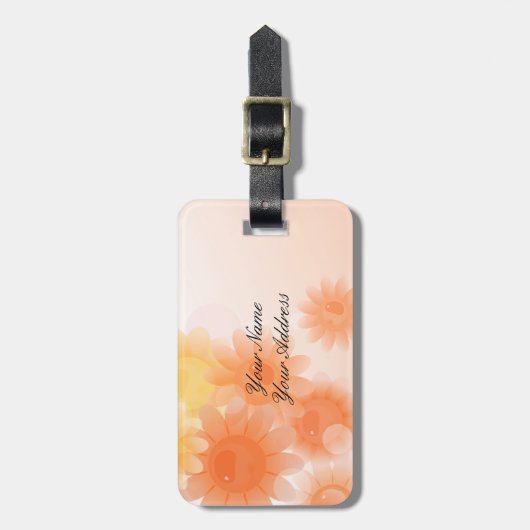 オレンジ色のロマンチックなヴィンテージの花 ラゲッジタグ (正面縦)