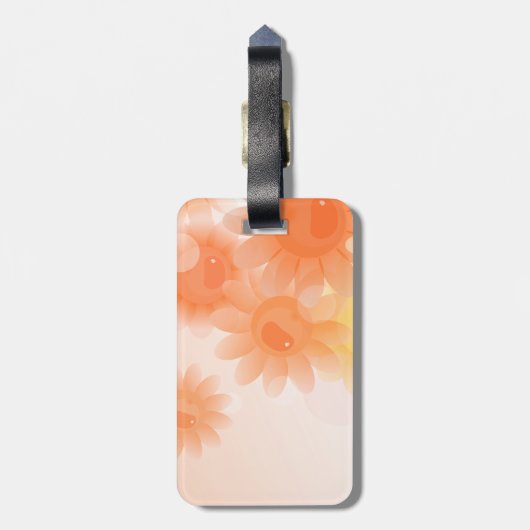 オレンジ色のロマンチックなヴィンテージの花 ラゲッジタグ (裏面縦)